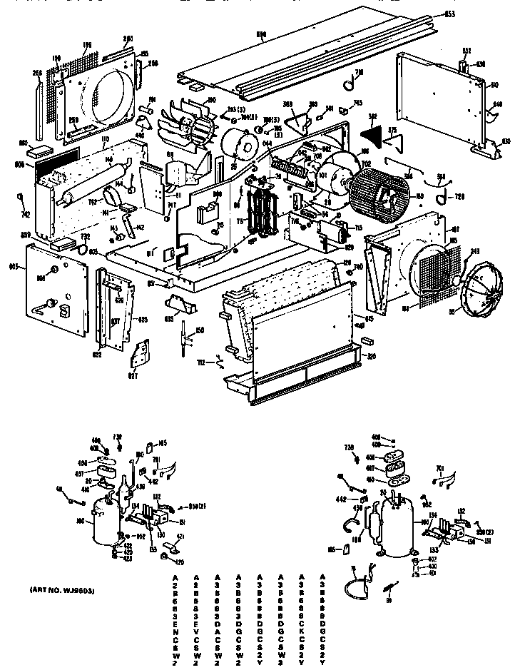 GE A3B683DGCSW2 replacement parts/compressor diagram