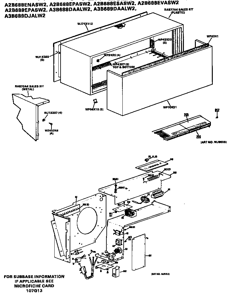 GE A2B688EPASW2 control box/cabinet diagram