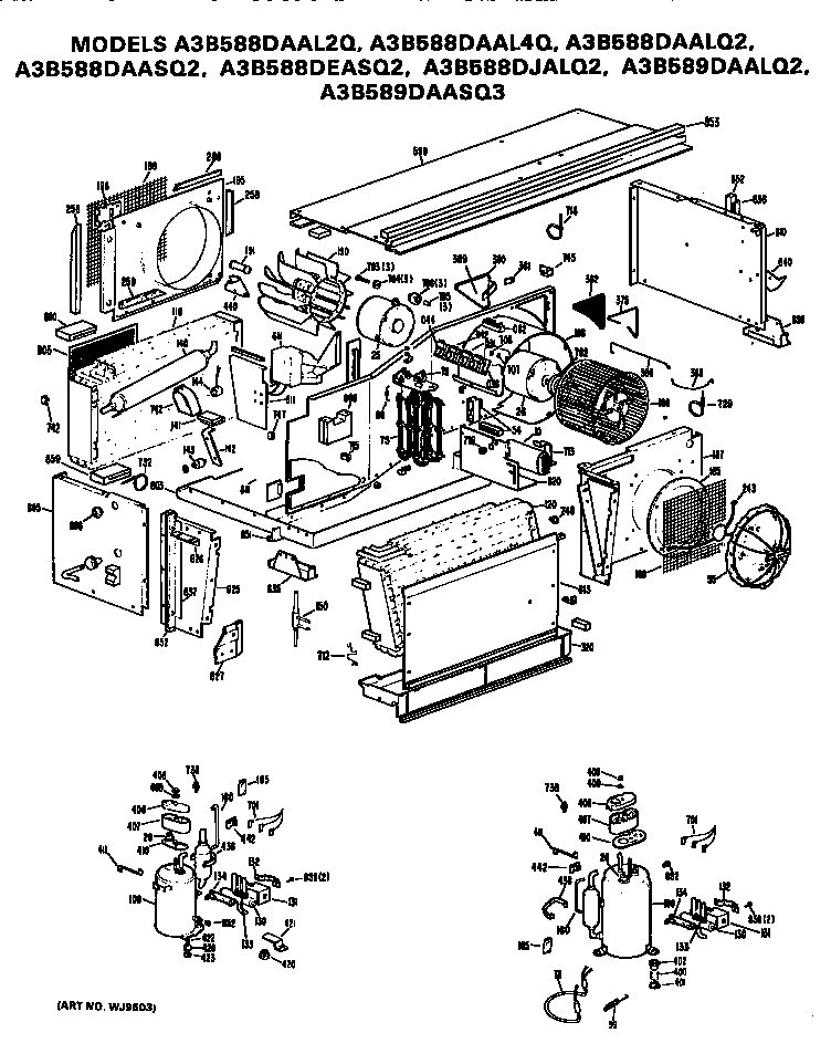 GE A3B589DAALQ2 replacement parts/compressor diagram