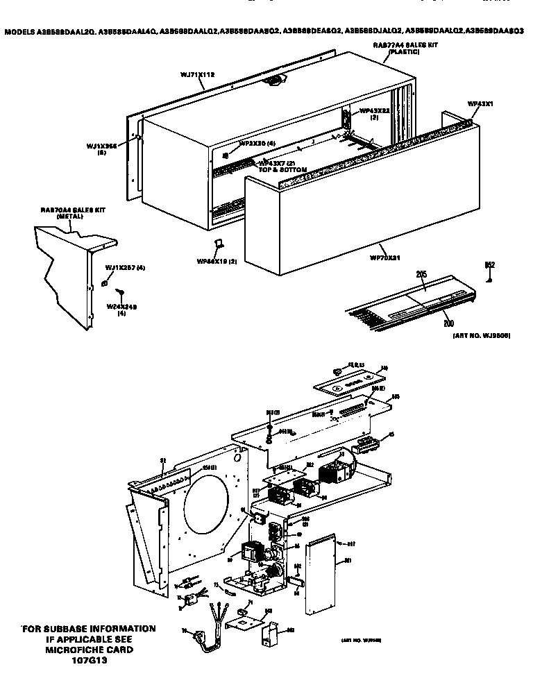 GE A3B589DAALQ2 control box/cabinet diagram
