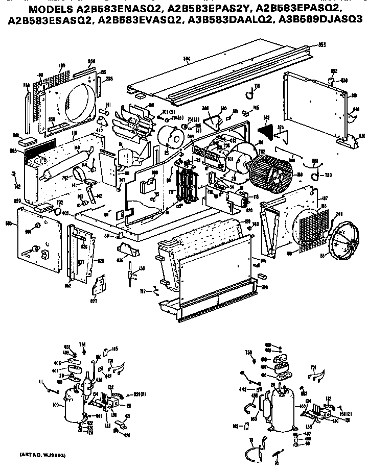 GE A2B583ESASQ2 replacement parts/compressor diagram