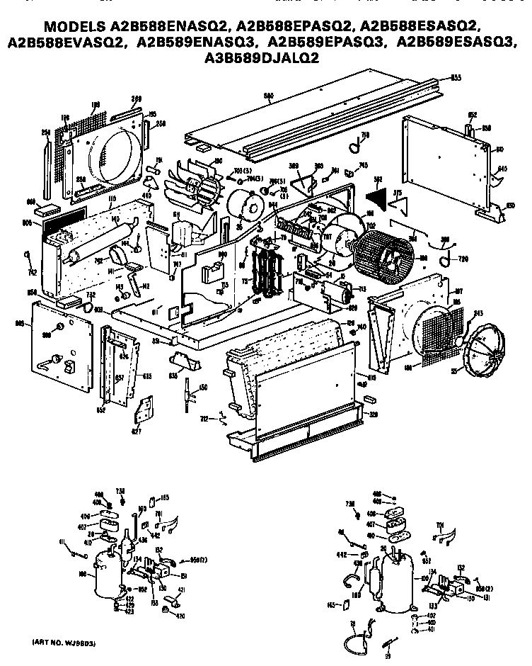 GE A2B589EPASQ3 replacement parts/compressor-image only diagram