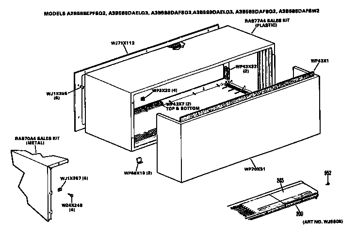 GE A3B588DAELQ3 cabinet diagram