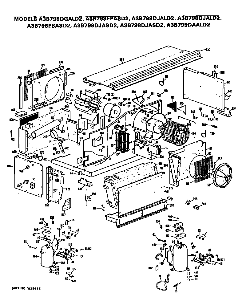 GE A3B798DJASD2 replacement parts/compressor diagram