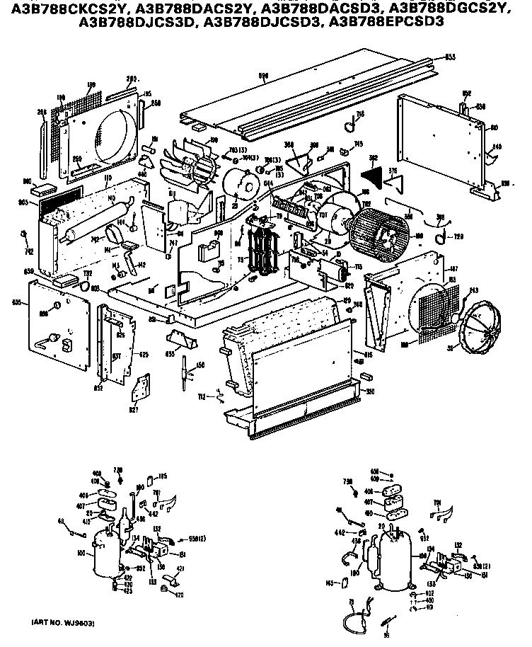 GE A3B788CKCS2Y replacement parts/compressor diagram