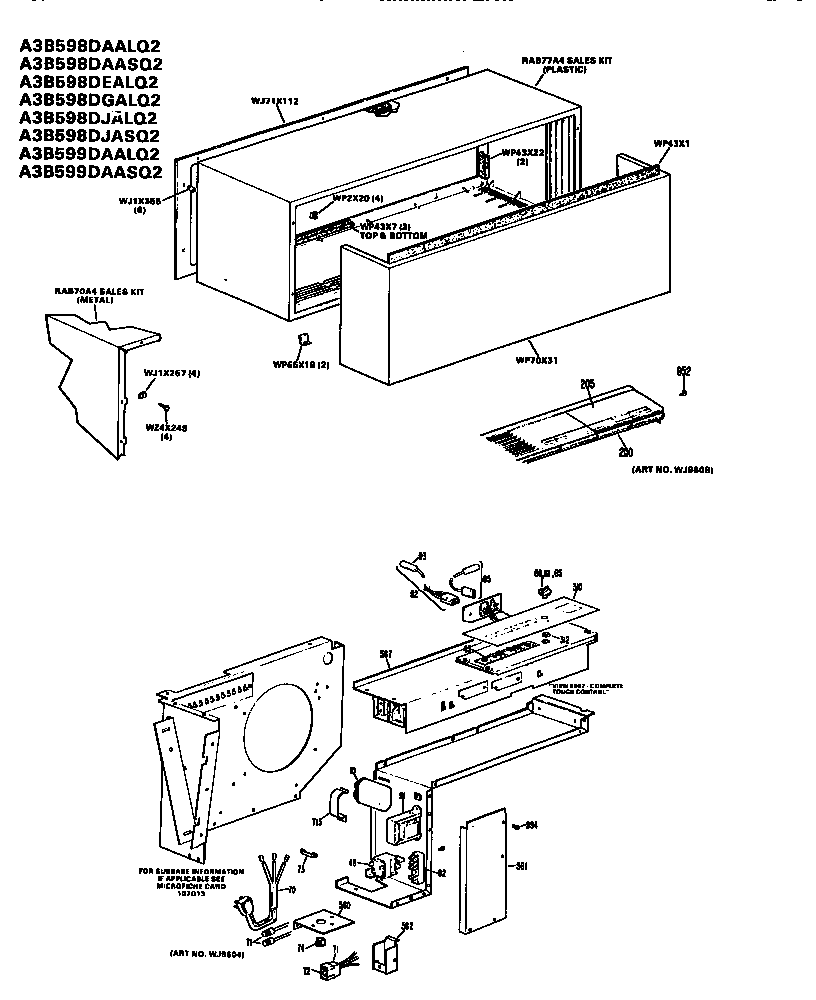 GE A3B598DJASQ2 control box/cabinet diagram
