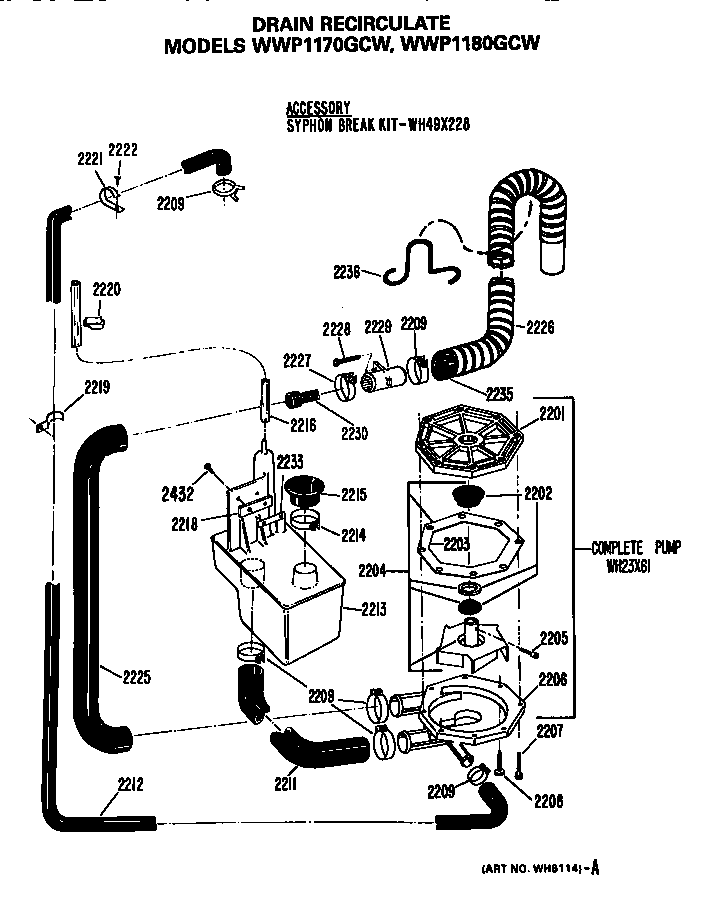 GE WWP1170GCW drain recirculate diagram