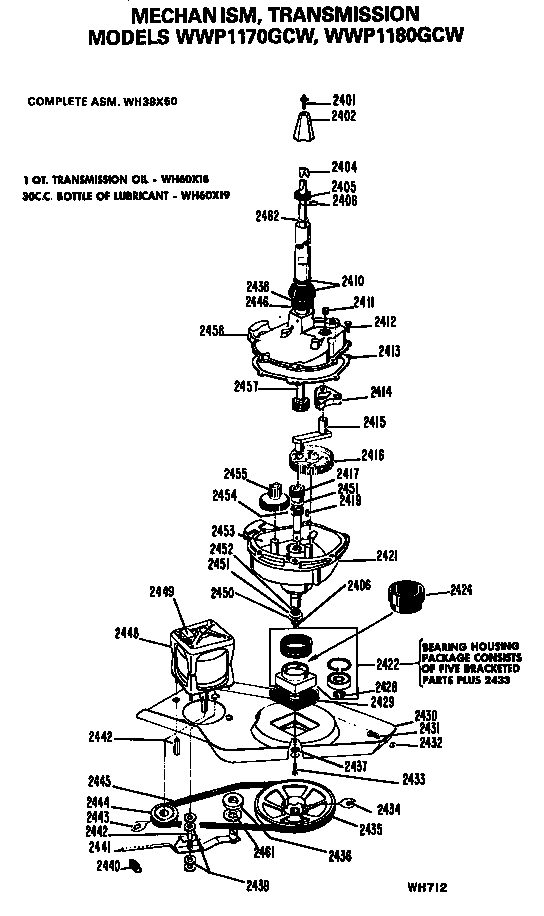 GE WWP1170GCW transmission diagram