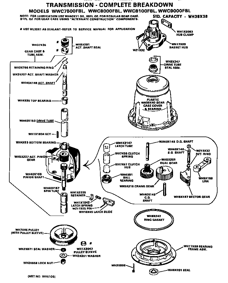 GE WWC7500FBL transmission diagram