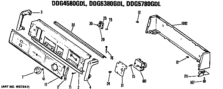 GE DDG4580GDL backsplash for ddg4580gdl, ddg5380gdl and ddg5780gdl diagram