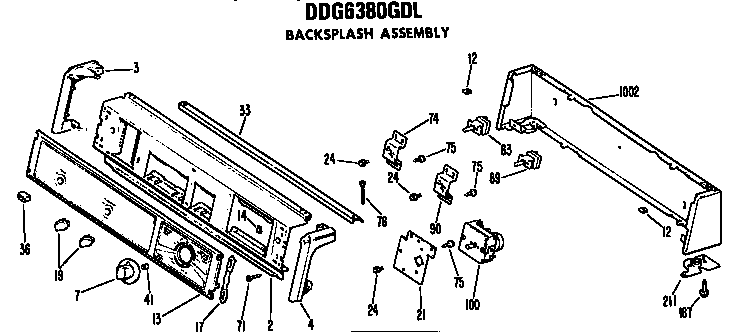 GE DDG4580GDL backsplash for ddg6380gdl diagram