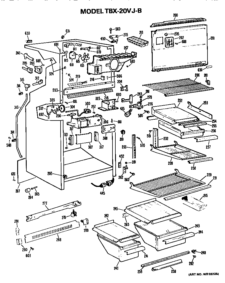 GE TBX20VJB cabinet parts diagram