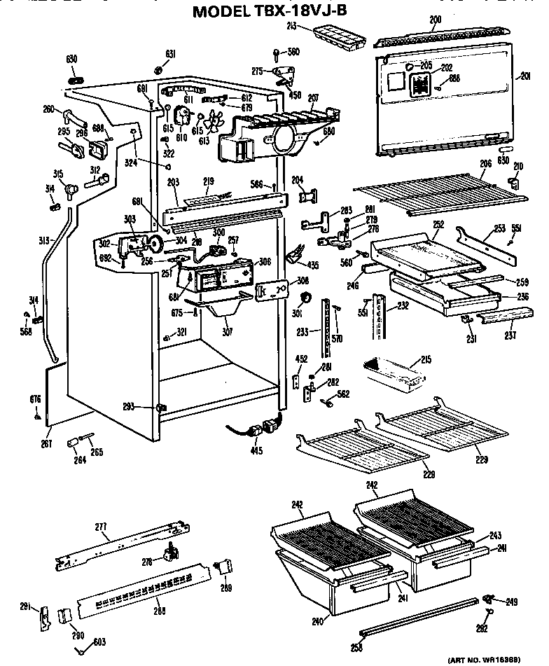 GE TBX18VJB cabinet parts diagram