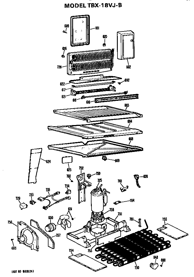 GE TBX18VJB unit parts diagram