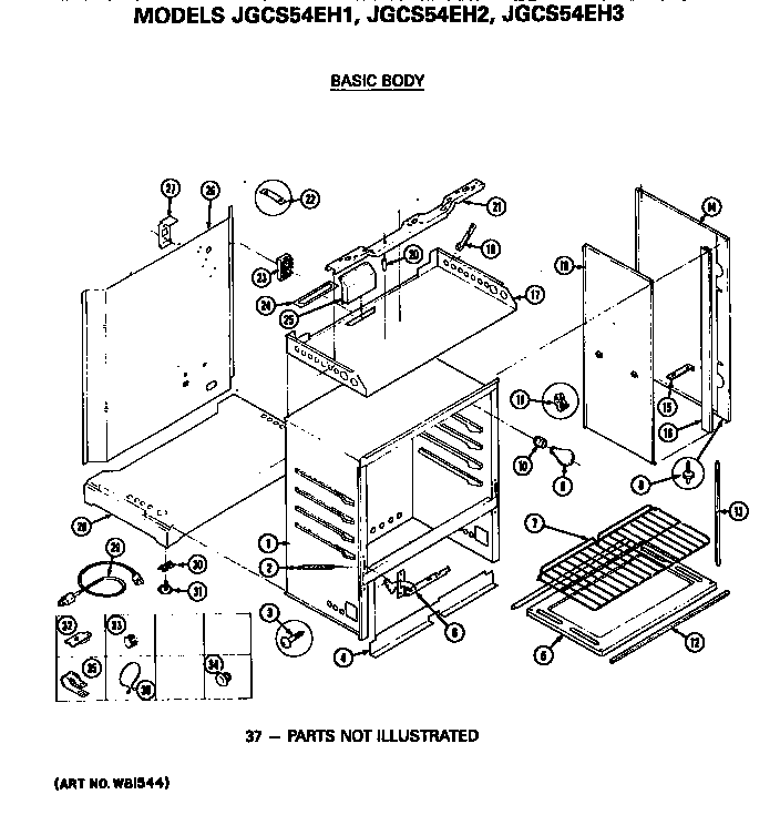 GE JGCS54EH3 basic body diagram