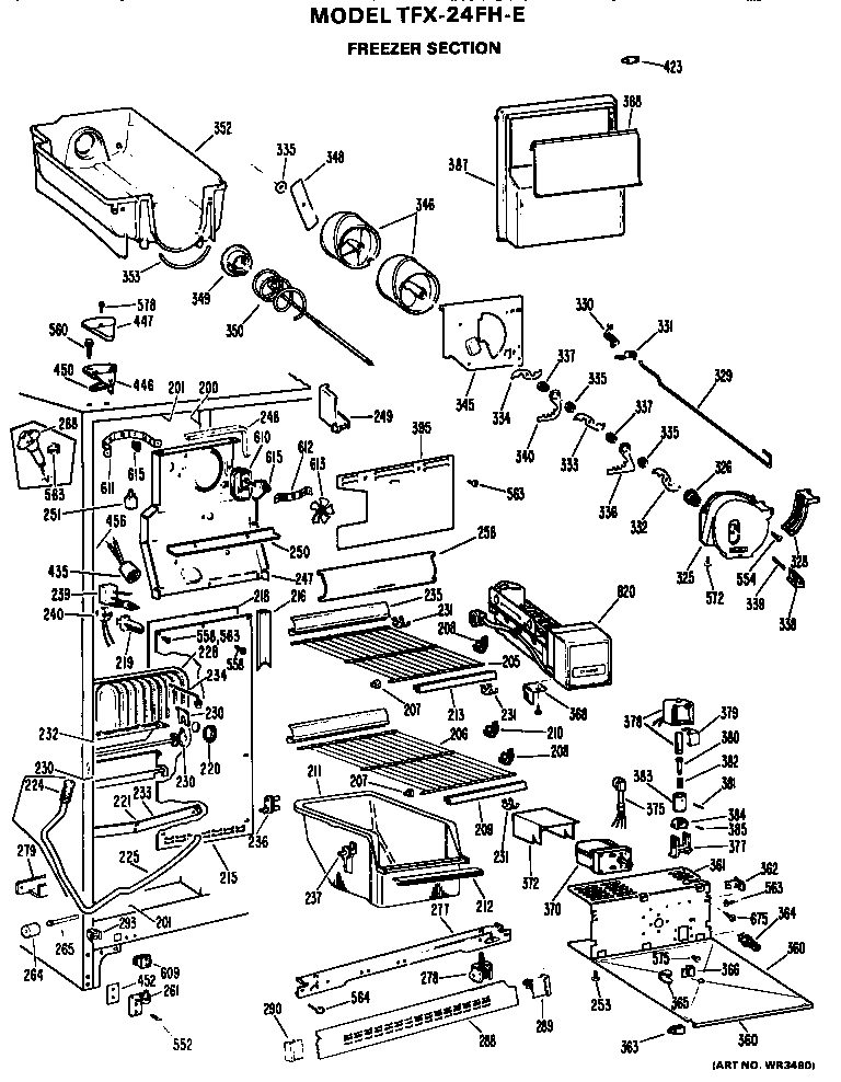 GE TFX24FHE freezer section diagram