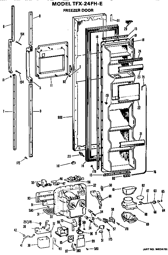 GE TFX24FHE freezer door diagram
