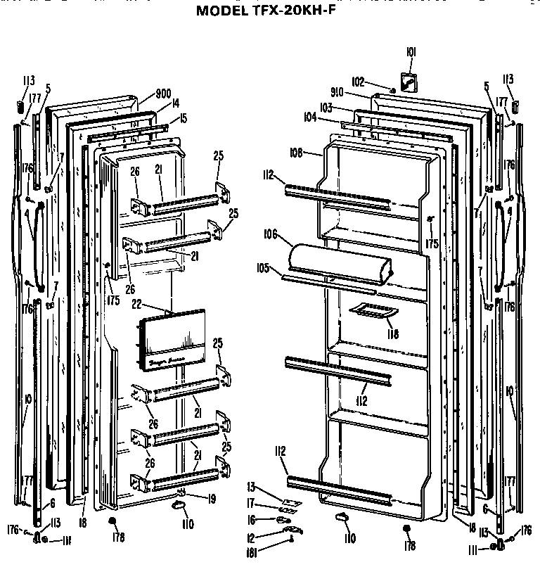 GE TFX20KHF doors diagram