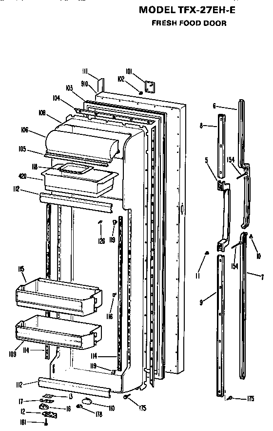 GE TFX27EHE fresh food door diagram