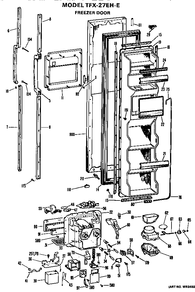 GE TFX27EHE freezer door diagram