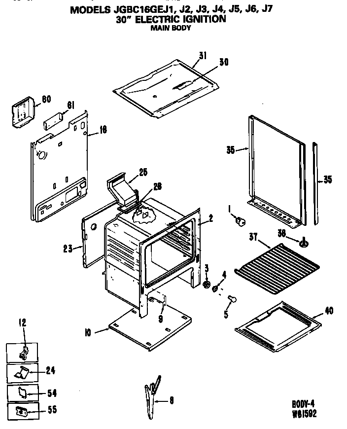 GE JGBC16GEJ1 main body diagram