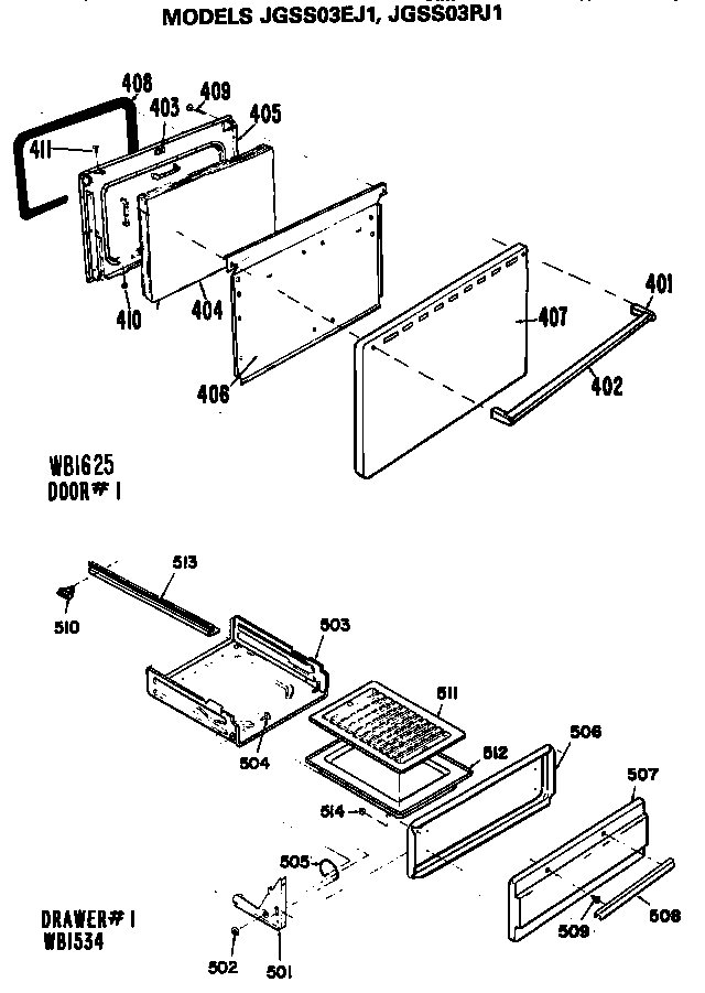 GE JGSS03PJ1 oven door panel diagram