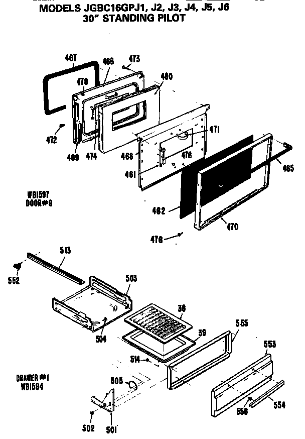 GE JGBC16GPJ3 door diagram
