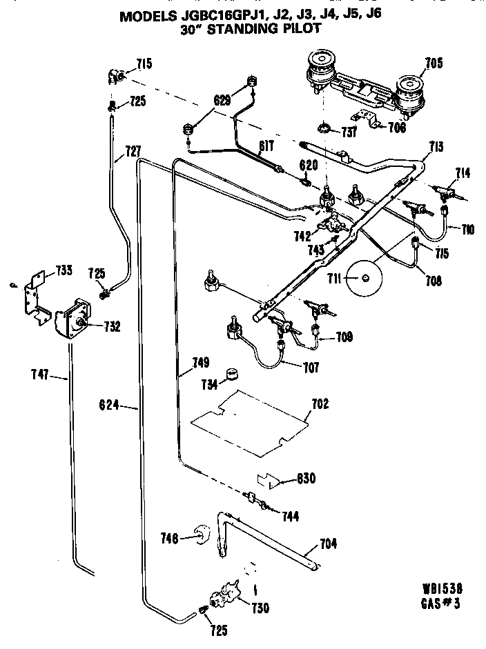 GE JGBC16GPJ3 manifold & burner diagram