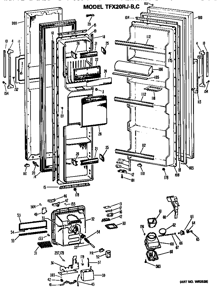 GE TFX20RJB doors diagram