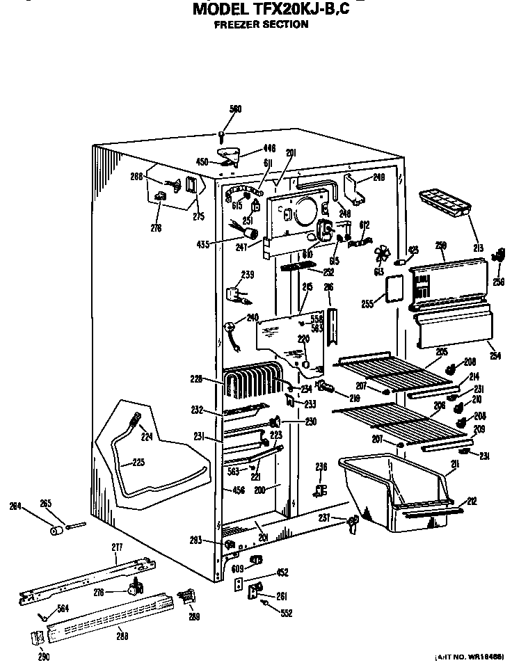 GE TFX20KJB freezer section diagram