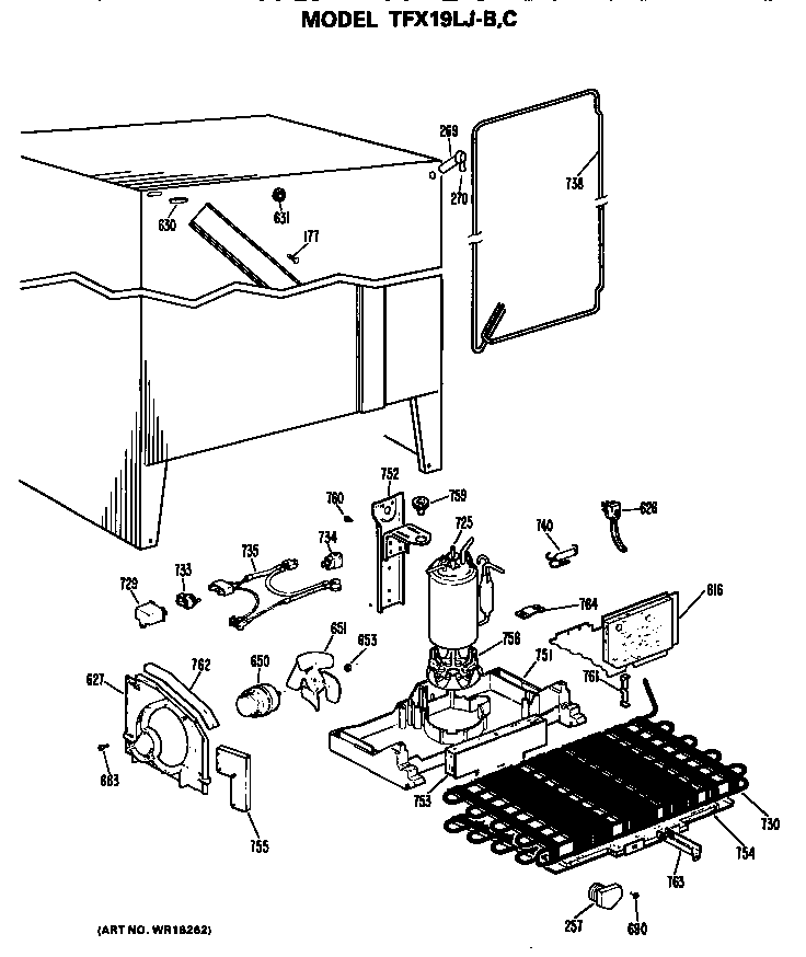 GE TFX19LJB unit parts diagram