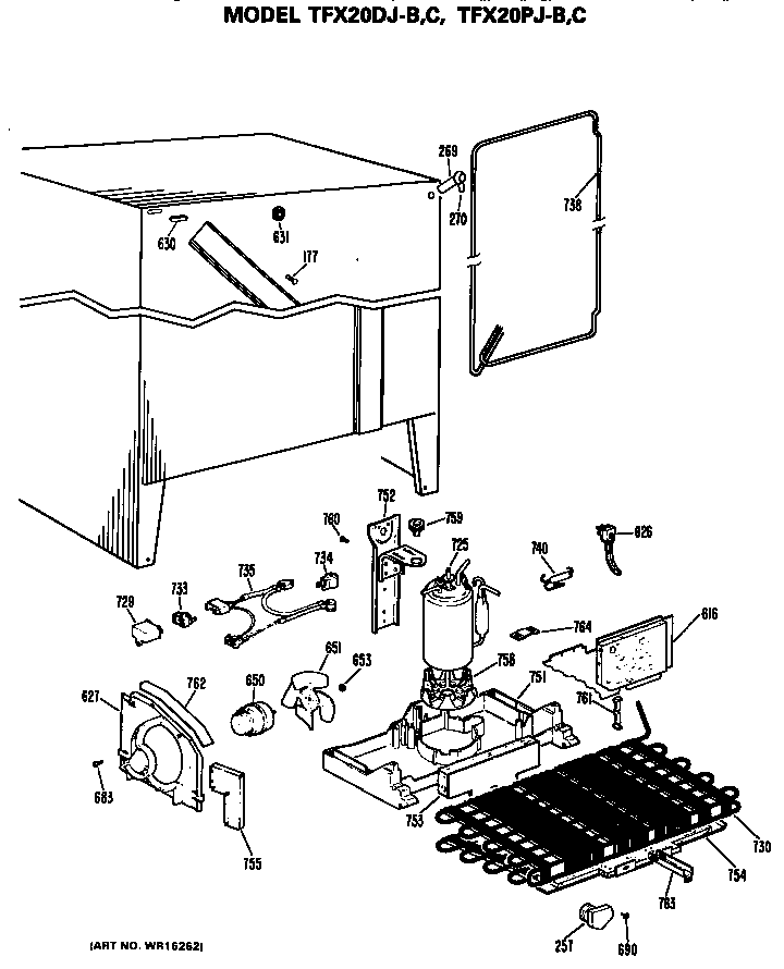 GE TFX20PJC unit parts diagram