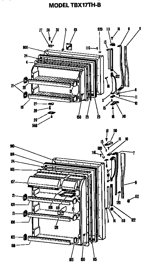 GE TBX17THB doors diagram