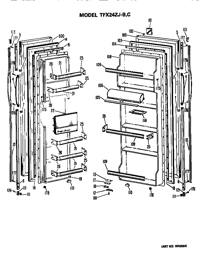 GE TFX24ZJC doors diagram