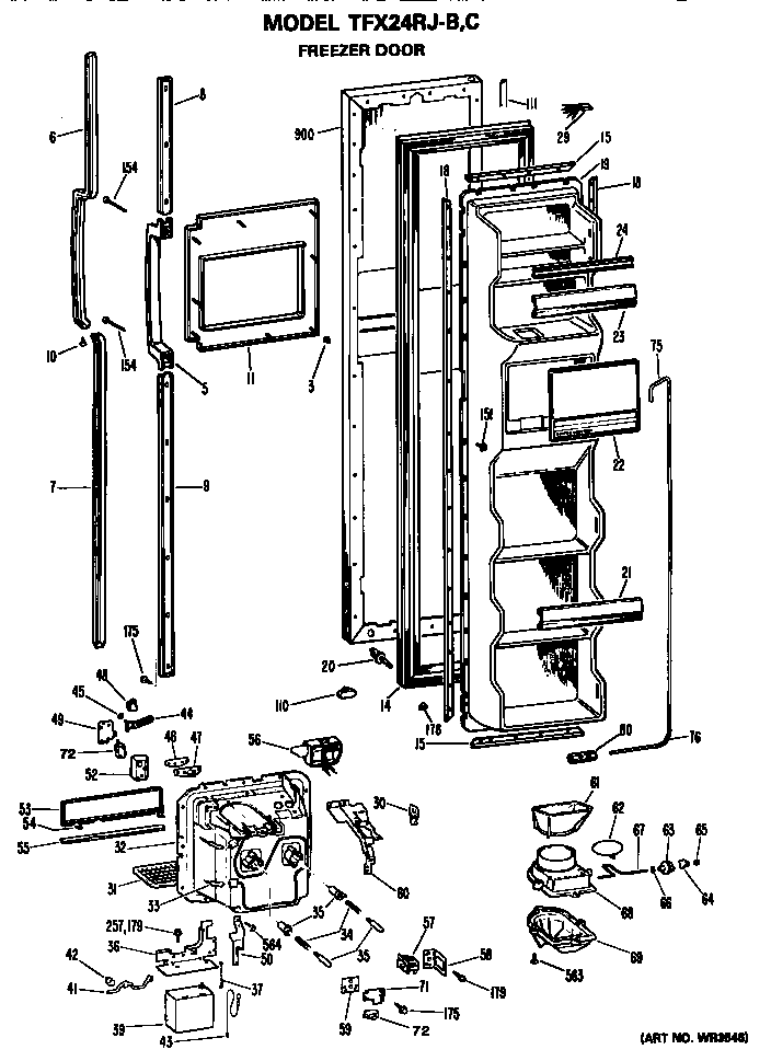 GE TFX24RJC freezer door diagram