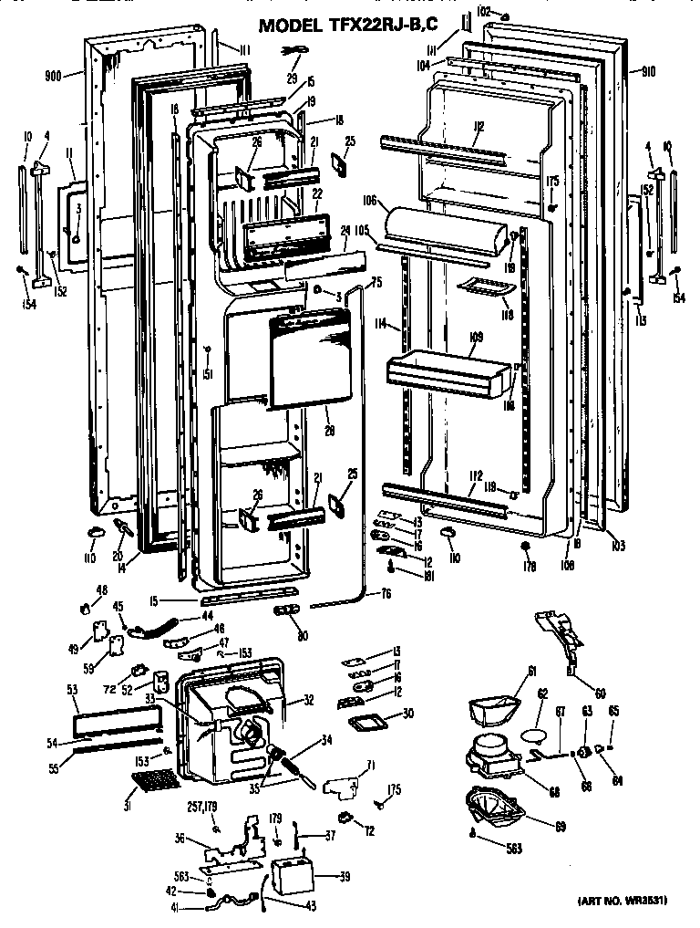 GE TFX22RJC doors diagram