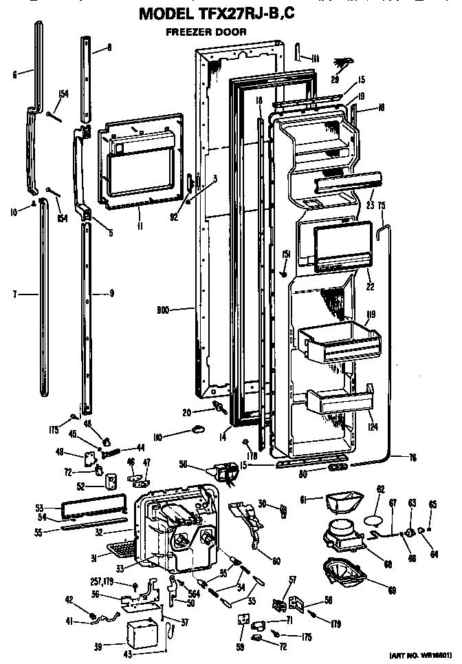 GE TFX27RJB freezer door diagram