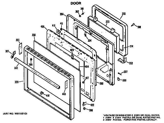 GE JKP40G*K1 door diagram