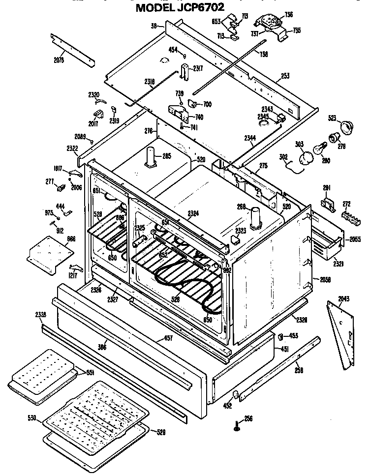 GE JCP6702 main body diagram