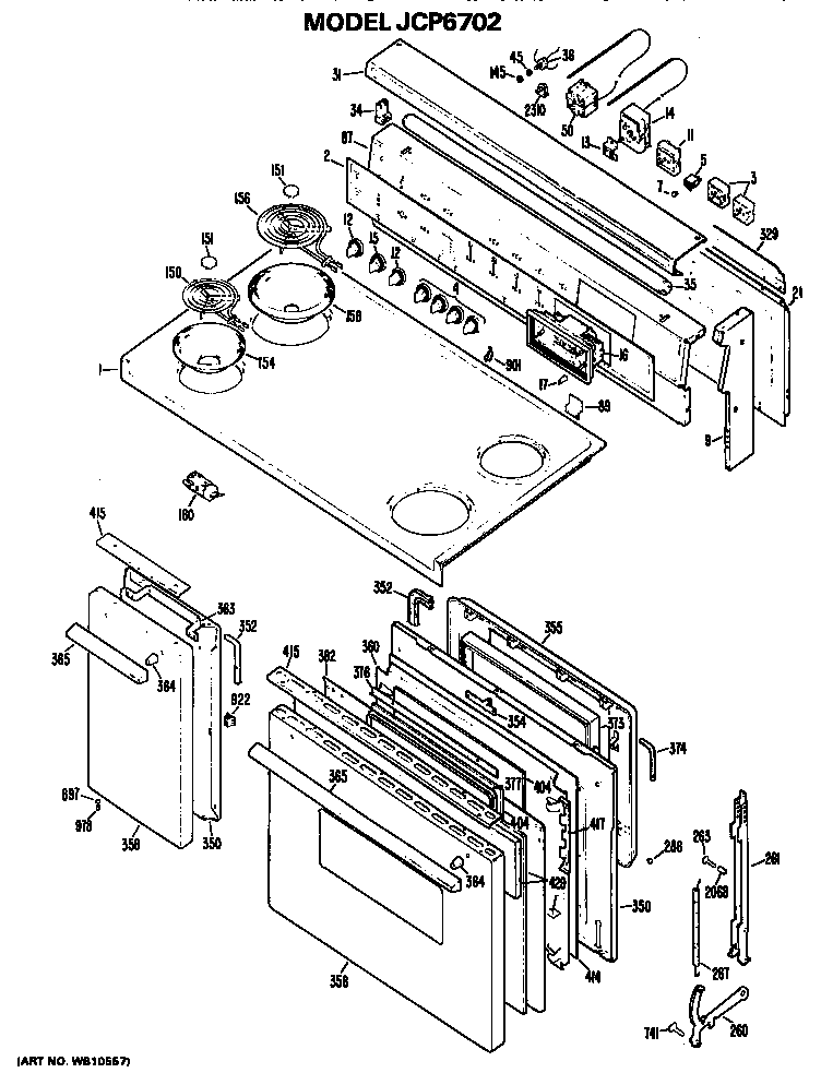 GE JCP6702 cooktop/controls diagram