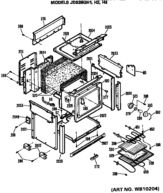 GE JDS26GH2 main body diagram