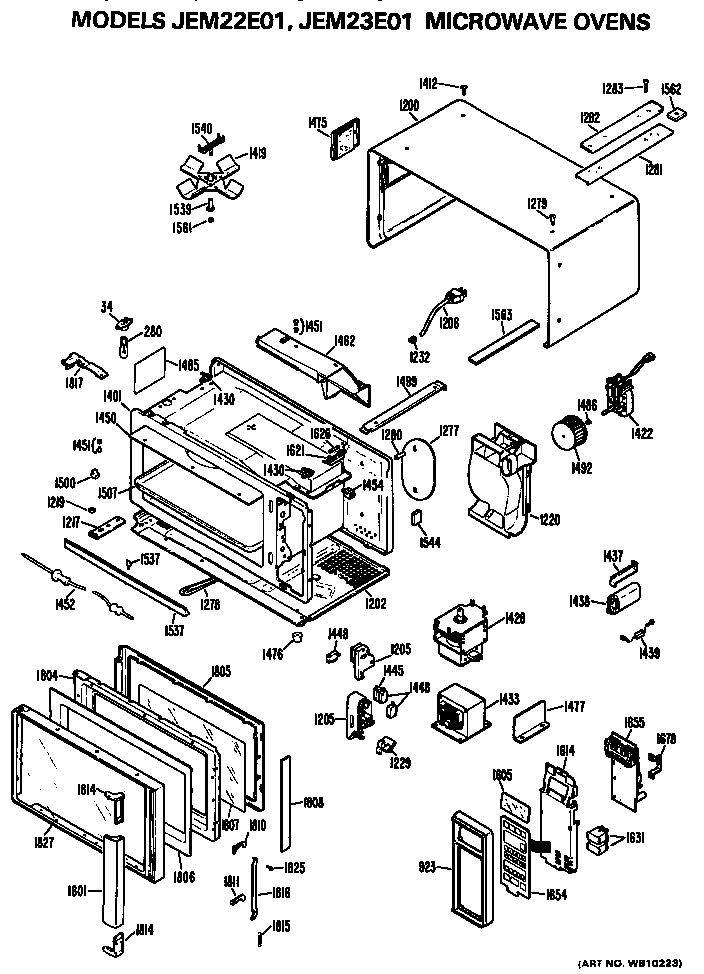 GE JEM23E01 microwave oven diagram