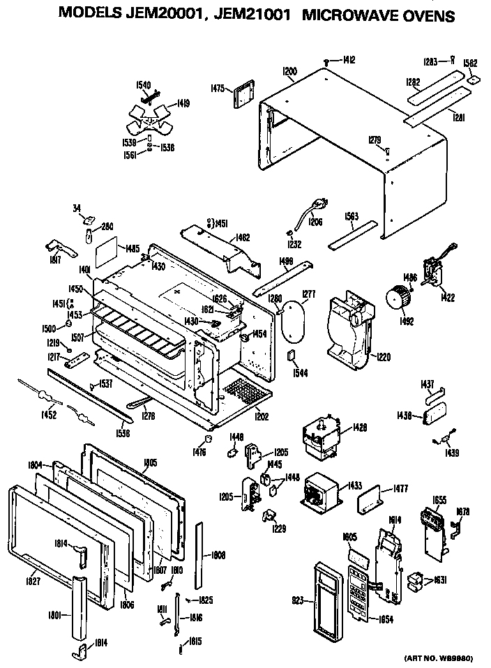 GE JEM20001 microwave ovens diagram