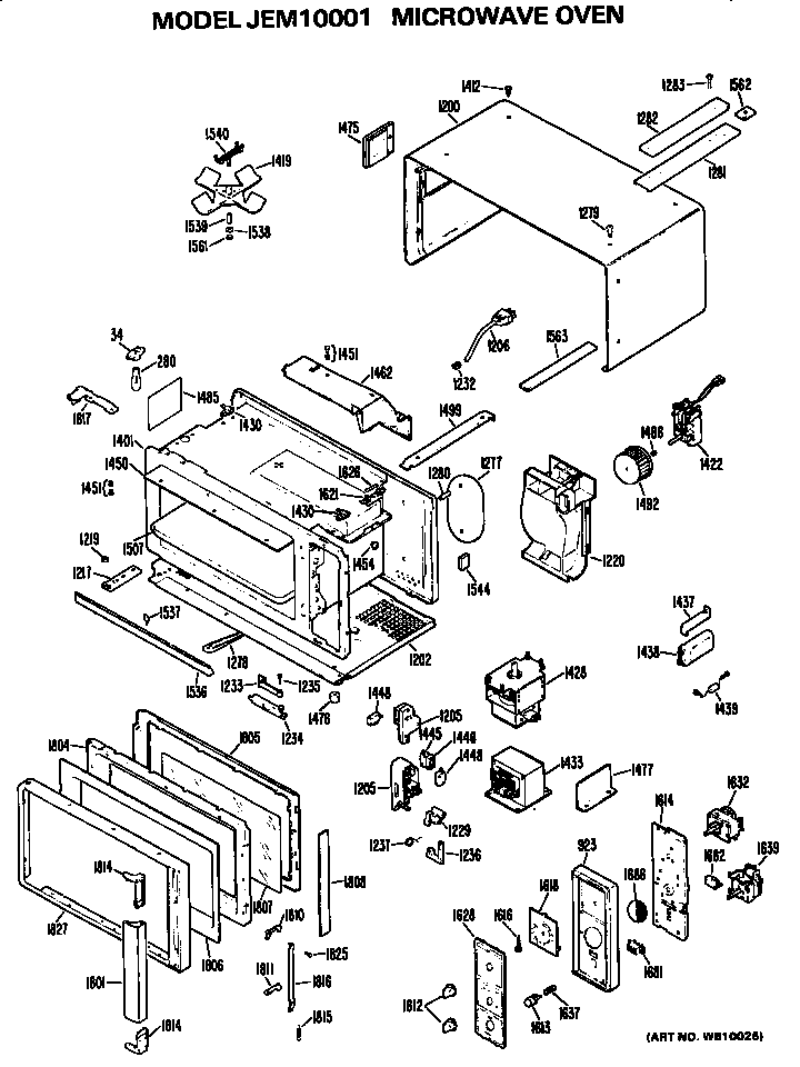 GE JEM10001 microwave oven diagram