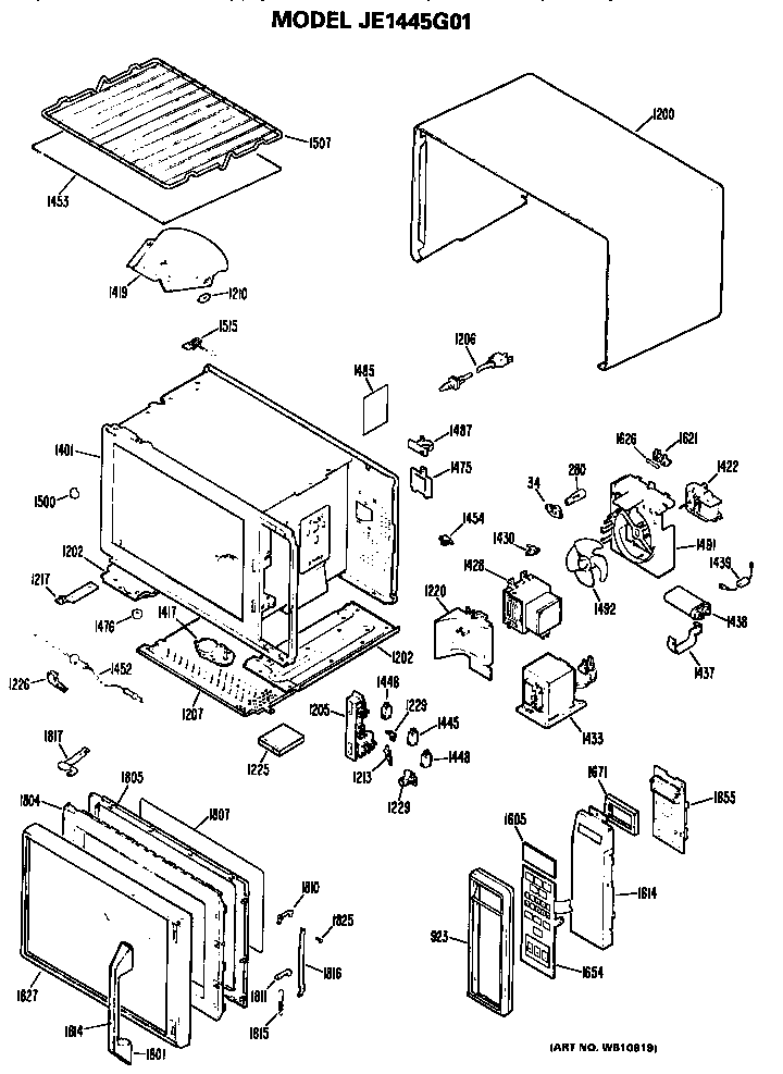GE JE1445G01 microwave oven diagram