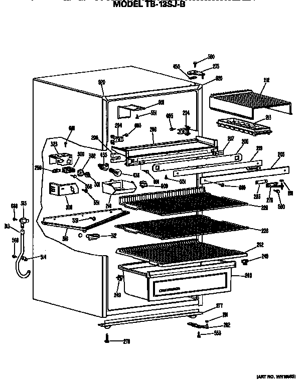 GE TB13SJBLAD cabinet parts diagram