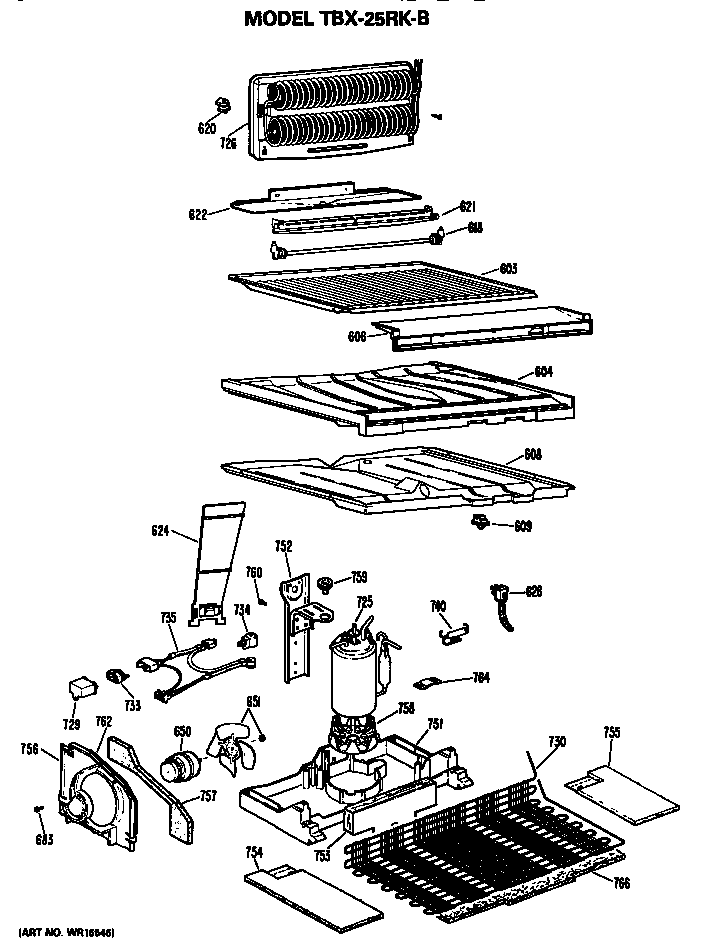GE TBX25RKBL unit parts diagram