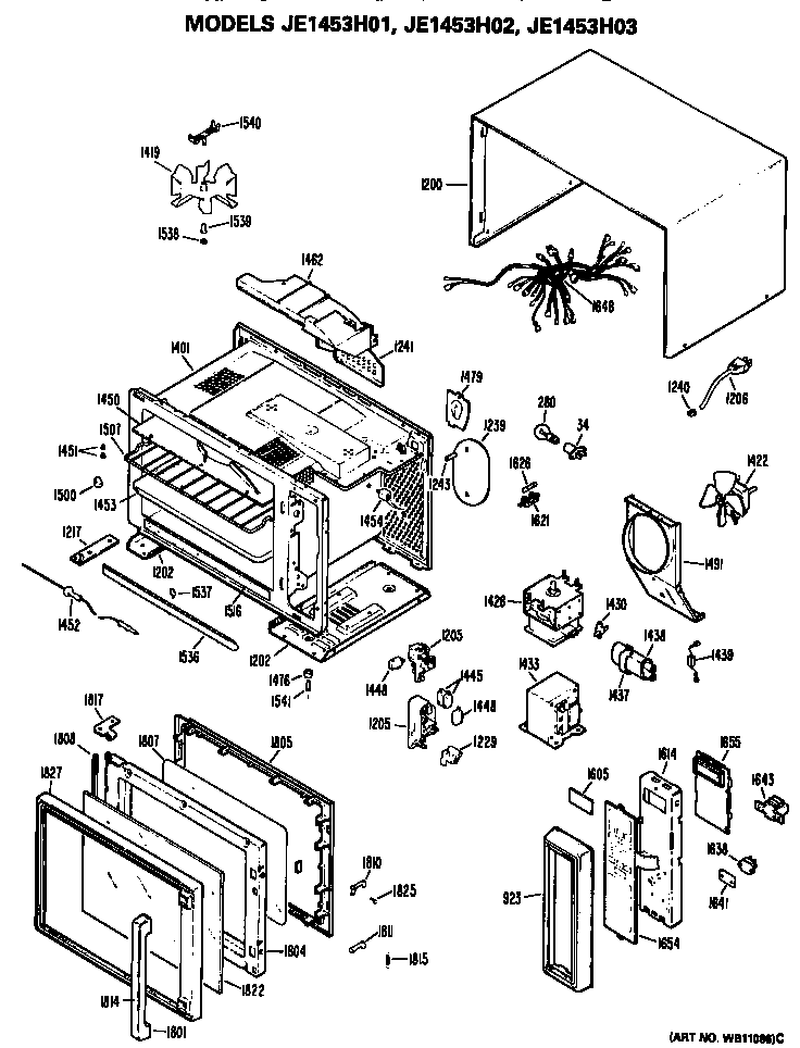 GE JE1453H03 microwave oven diagram