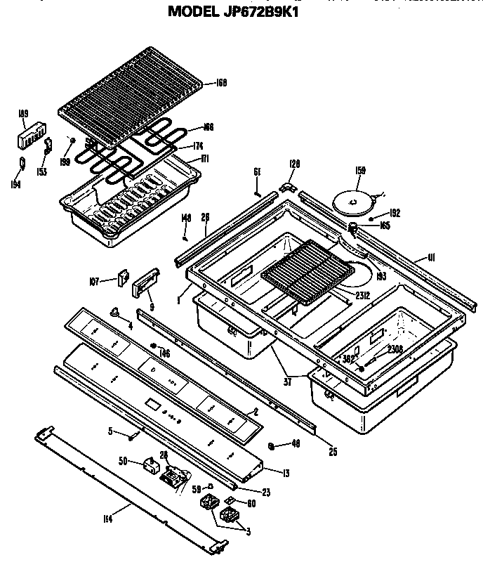 GE JP672B9K1 cooktop diagram