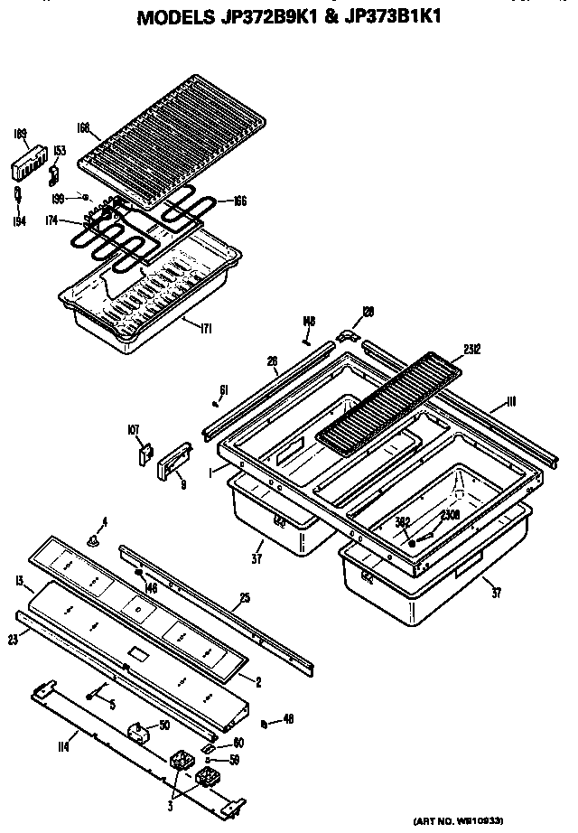 GE JP373B1K1 cooktop diagram